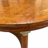 Antique round marquetry Empire table from the early 19th century