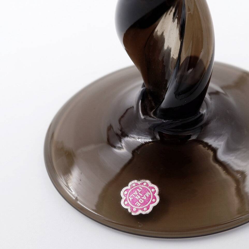 Mid-Century Twisted smoked Glass Bowl - Italy, Murano 1960s