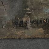 Oil on panel marine scene signed 20th century gilt leaf frame