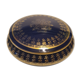Limoges porcelain box Blue and Gold floral decoration