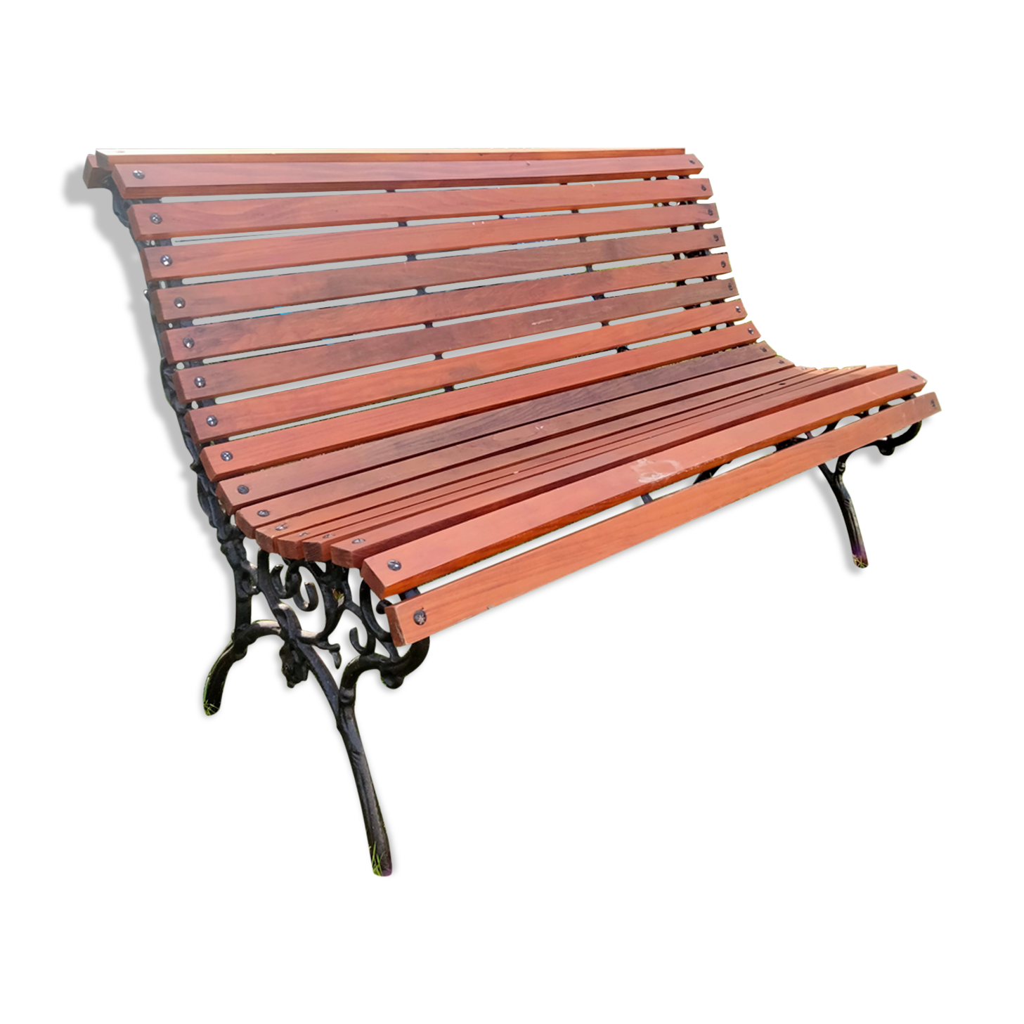 Old garden bench with vintage cast iron legs xxeme