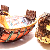 Set of 3 trundle baskets wicker duck decoration empty pocket
