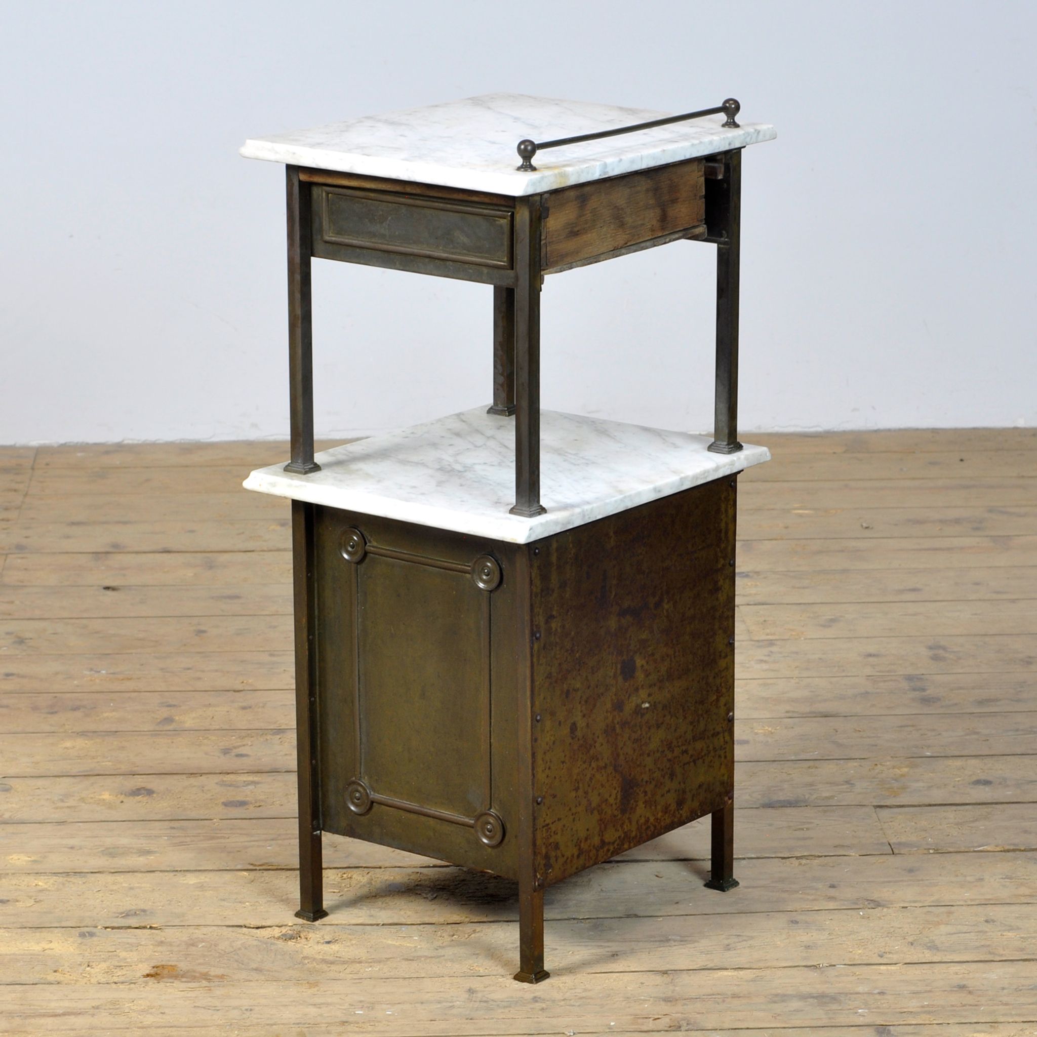 Brass Nightstand With Marble Top, 1910's