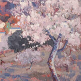 Paysage de fleurs d’amandier