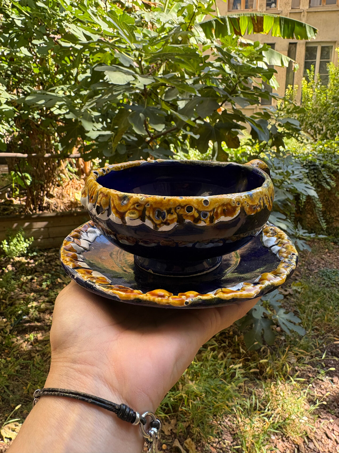 Vallauris large cup and saucer kitchen coffee chocolate vintage