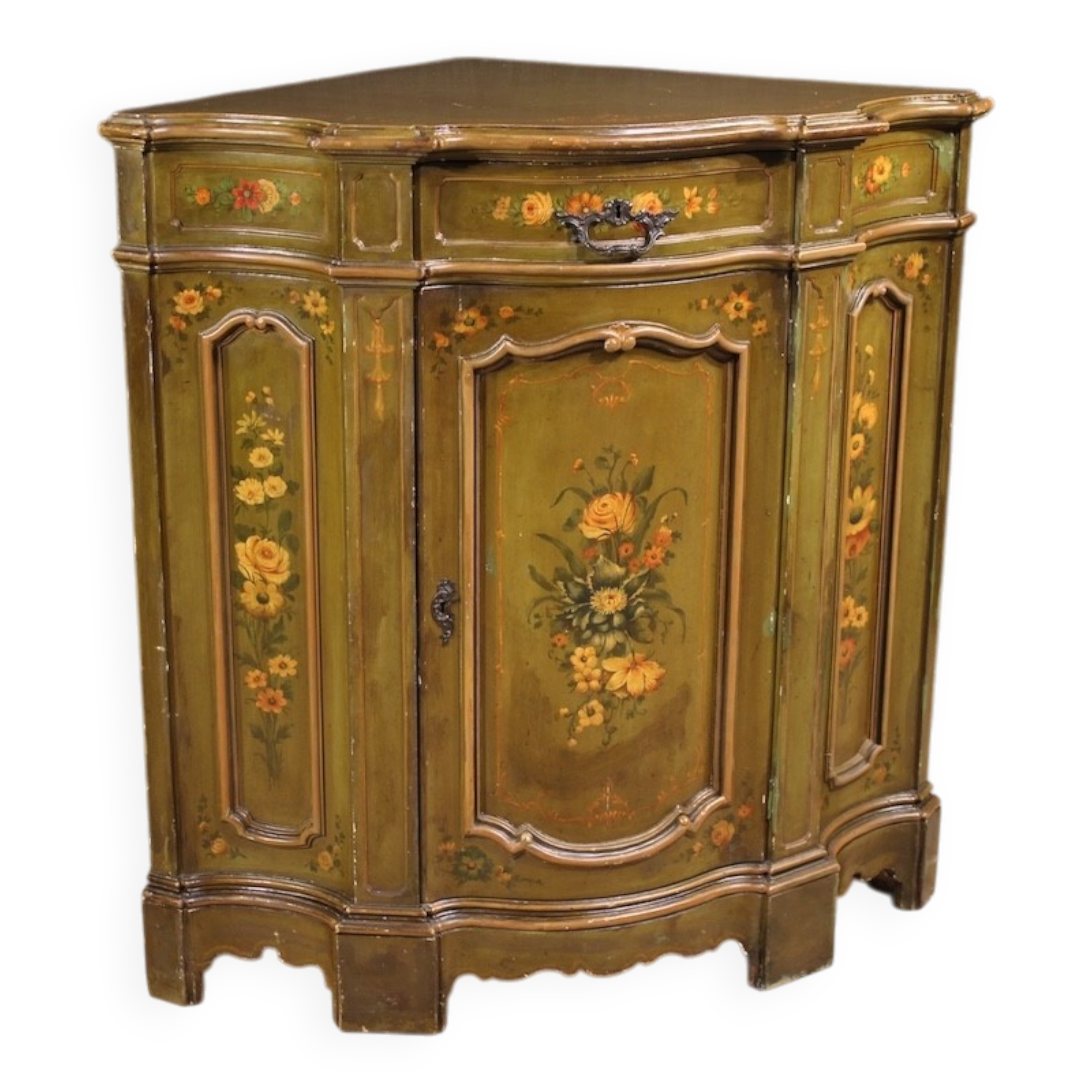 Venetian painted corner cupboard from 20th century