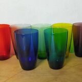 Seven glasses Harlequin for orangeade.