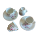 Set of 4 cups and 2 under cups High porcelain Berry "Ropes"