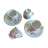 Lot de 4 tasses et 2 sous tasses Haute porcelaine Berry « Cordages »