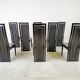 Set of eight Italian Lacquered Wood and Leather Modern Dining Chairs