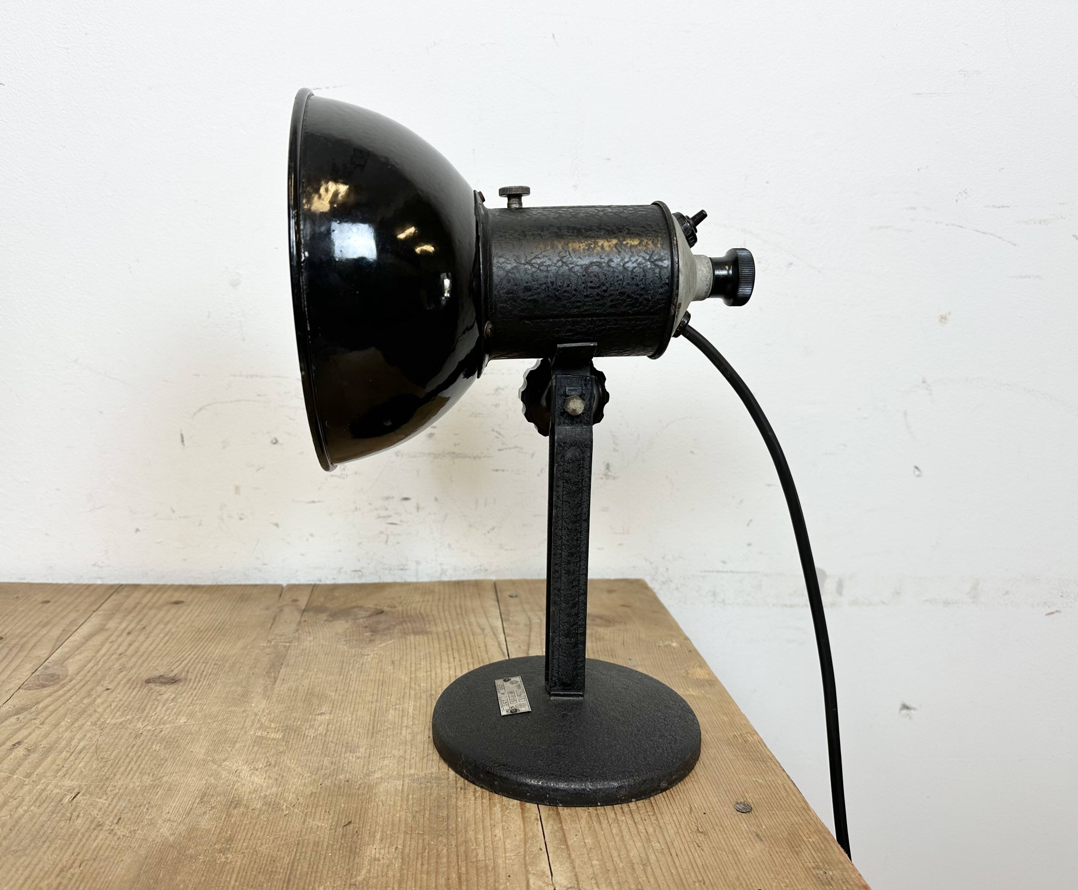 Vintage black enamel table photo lamp, 1950s