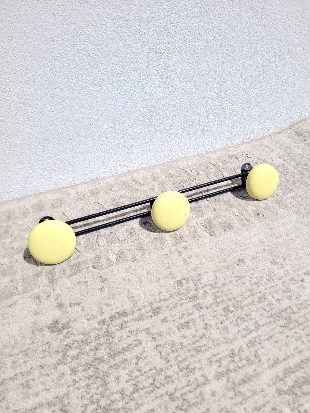 60s yellow wall coat rack