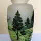 Multilayered glass vase engraved with acid