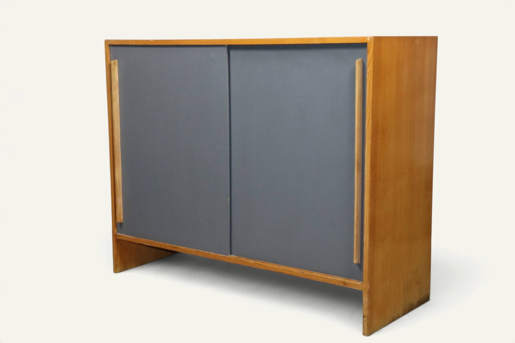 Vintage wooden sideboard with sliding doors – 1960s