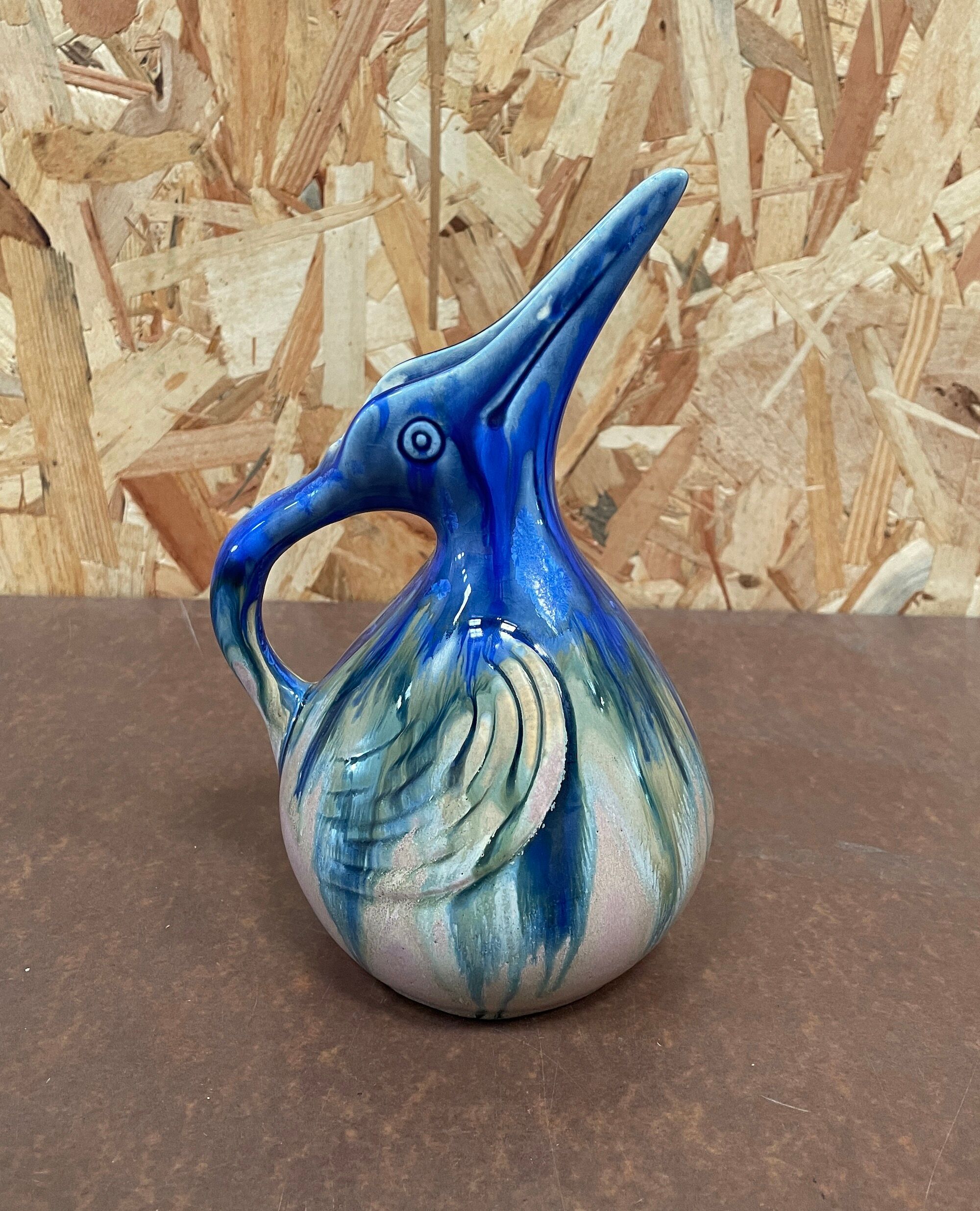 Zoomorphic pitcher in glazed sandstone by Gilbert Méténier in Gannat