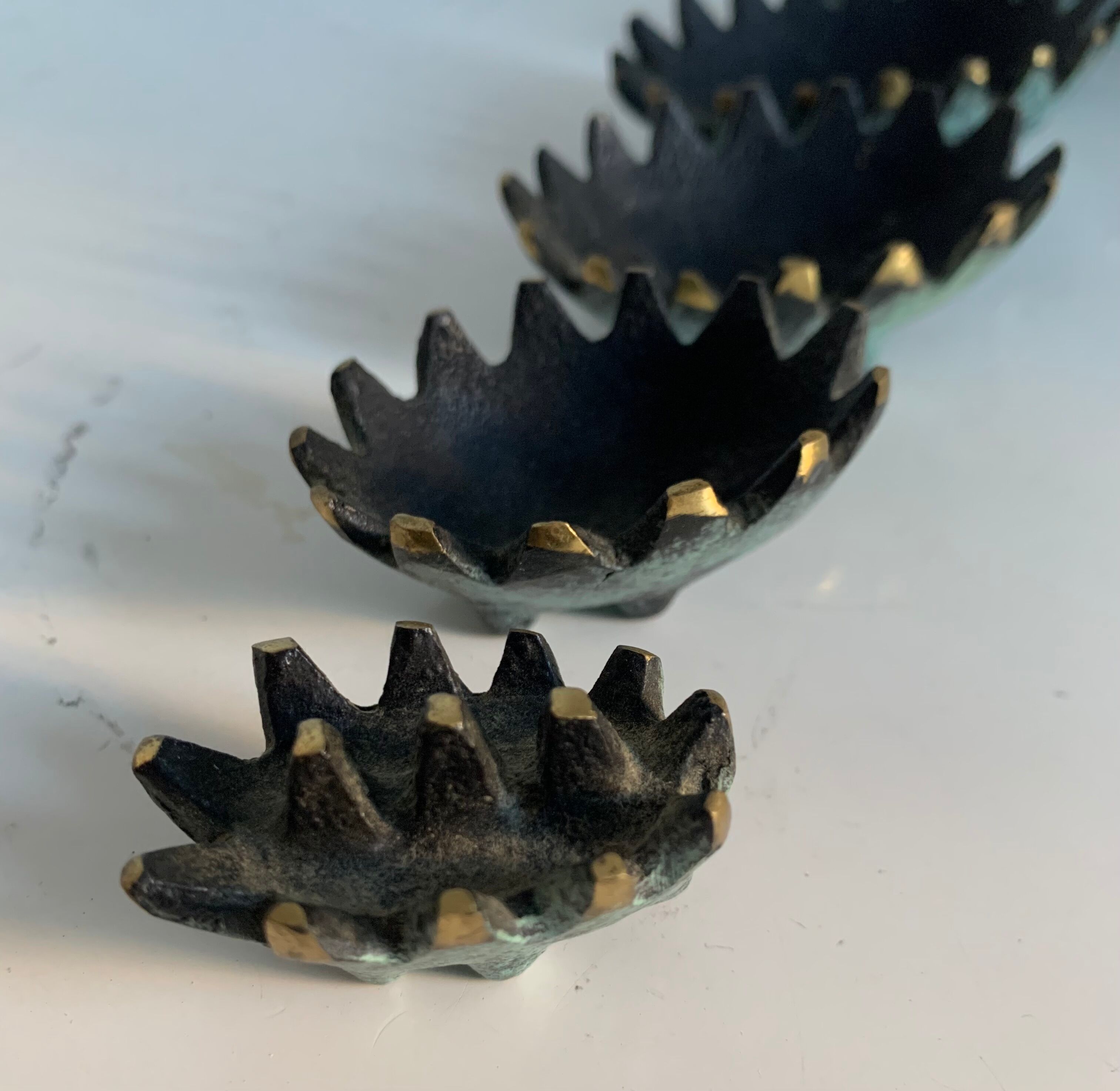 Vintage ashtrays 1950 hedgehogs by Walter Bosse for Hertha Baller