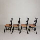 Set of 4 Fanett model slatted chairs, Tapiovaara, 1960s