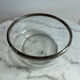 Glass and silver-plated metal salad bowl, silver rim.