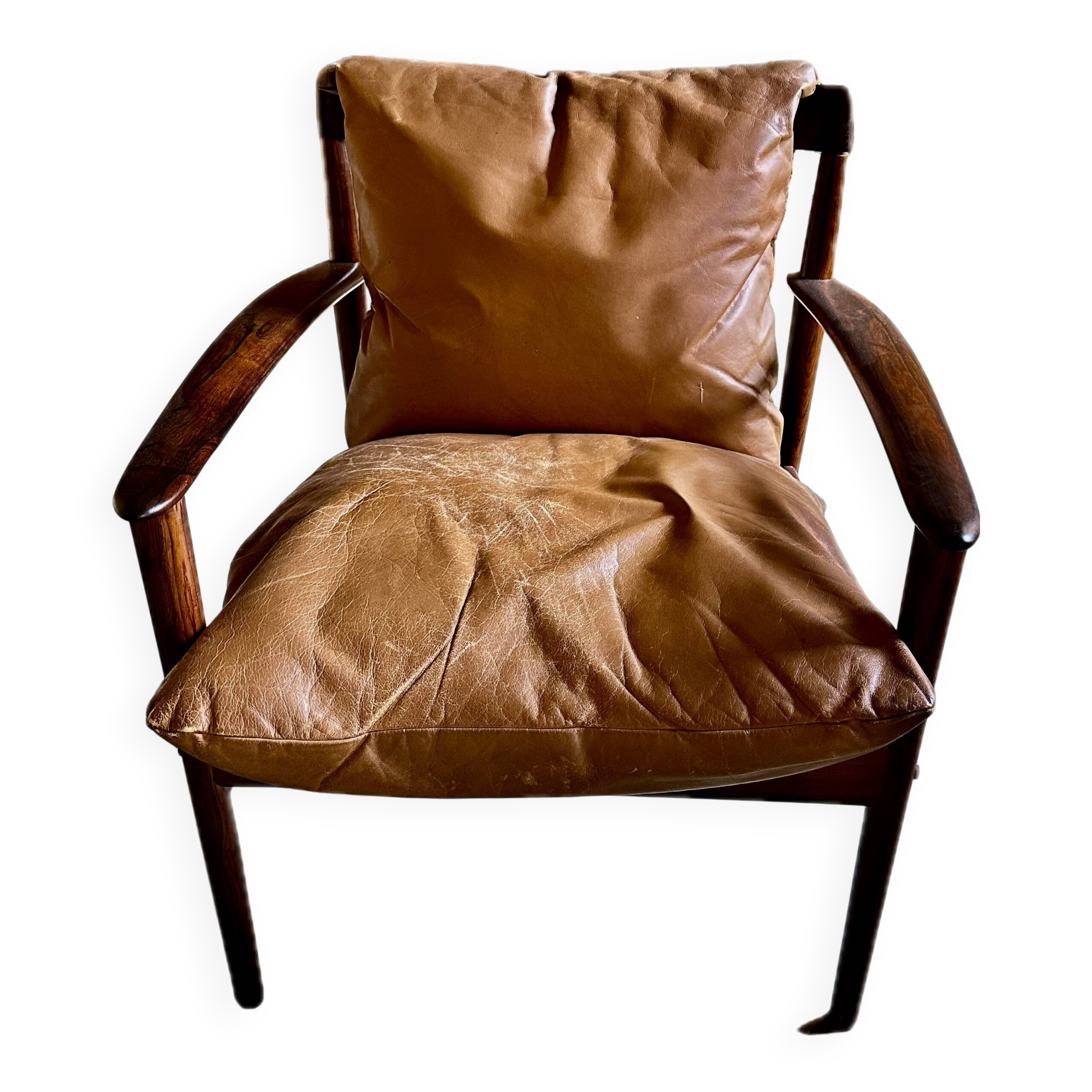 Grete Jalk leather armchair for Poul Jeppesen "PJ56"