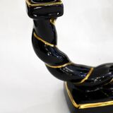 Pair of earthenware braided rope candlesticks