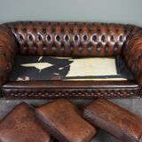 Chesterfield sofa 2.5 seats in cowhide leather