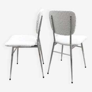 Pair of chairs in curly wool and chrome