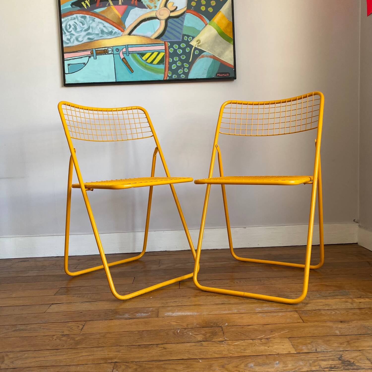 Pair of vintage ted net Ikea chairs from the 70s