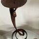 Vintage brutalist wrought iron snake candle holder