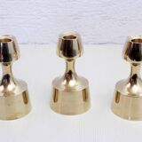 Set of 3 Scandinavian brass candle holders