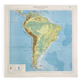 Vintage map of South America from 1950
