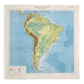 Vintage map of South America from 1950