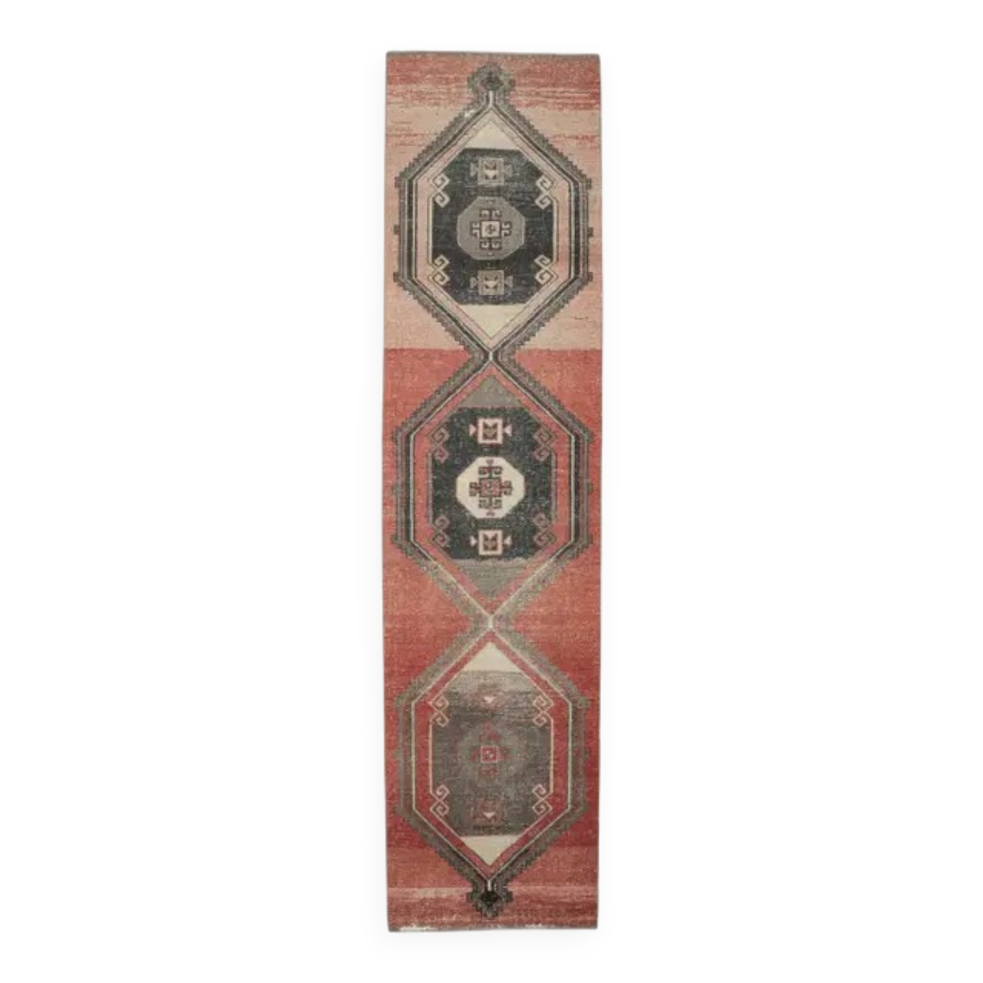 1970s Turkish Hand-Knotted Runner Rug 89x363