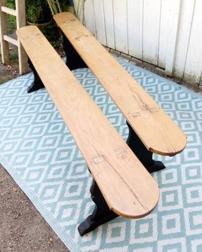 Pair of large wooden benches