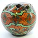 Flower spike in ball shape, glazed ceramic, signed Gerbino Vallauris.