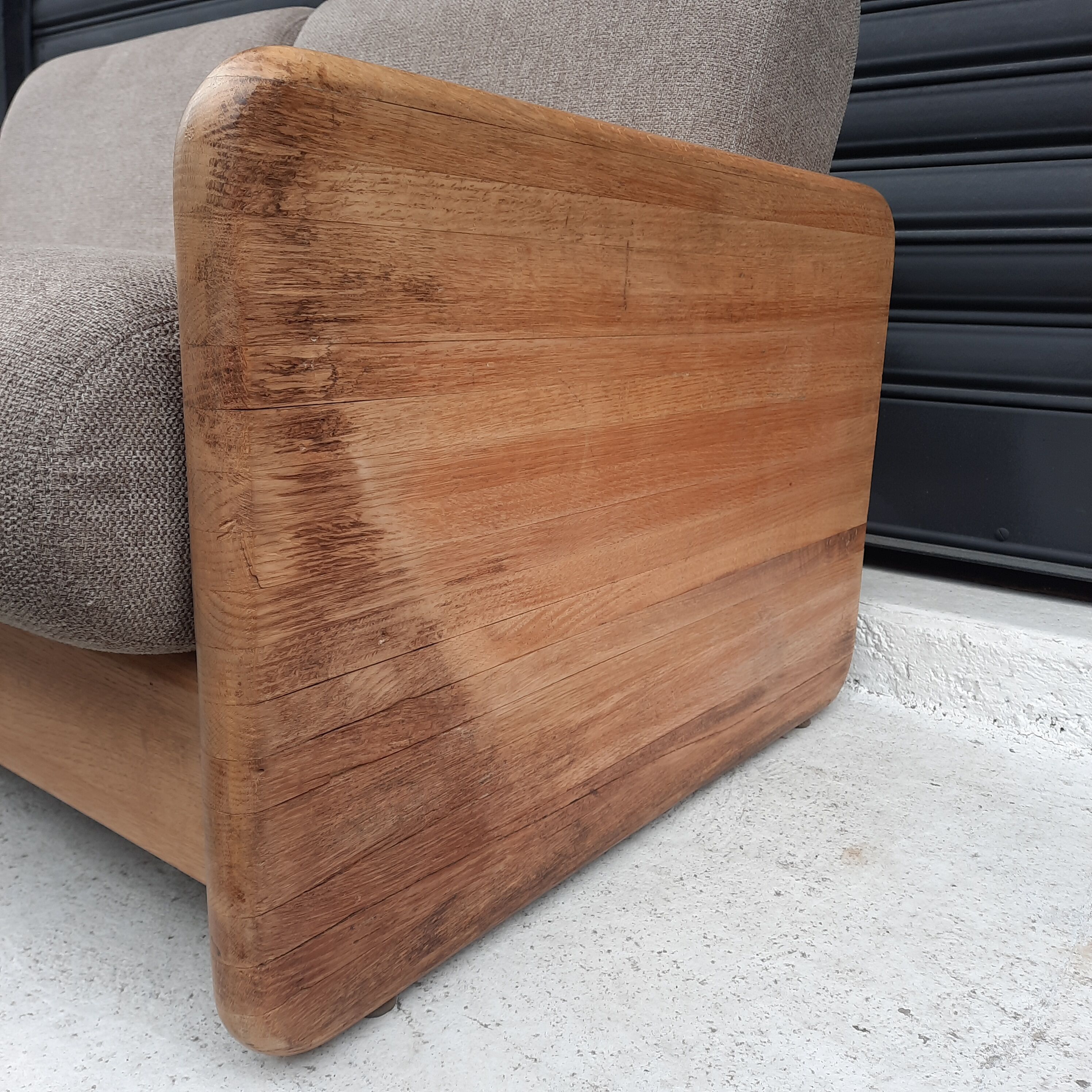 Sofa 2 places blond oak USA 1980