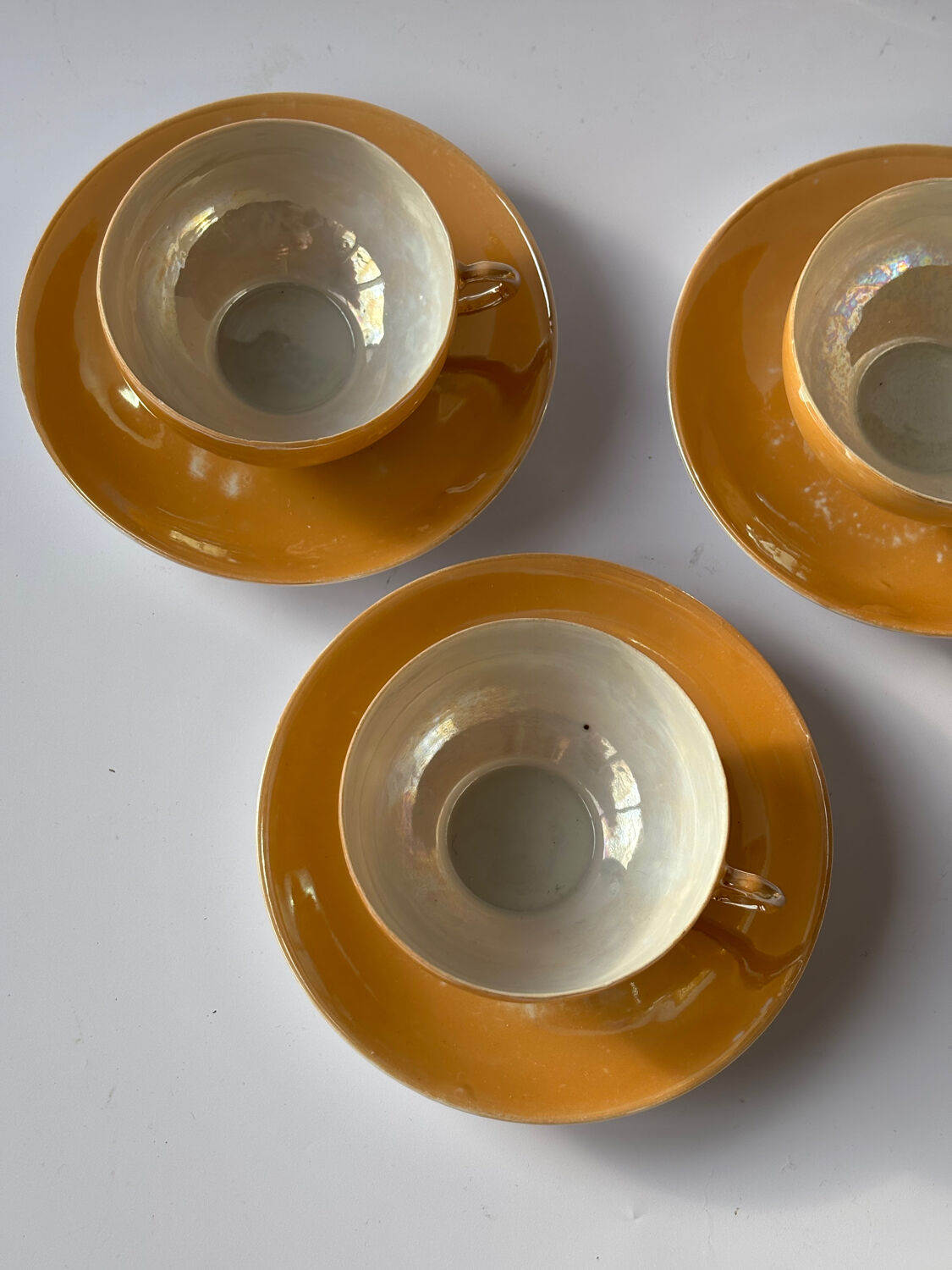 Lot de 3 tasses à café en porcelaine fine irisée 