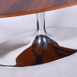 Restored oval table, functionalism, kovona, chrome, walnut, czechia, 1960s