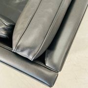 Vintage retro danish mogens hansen 2 person black leather sofa