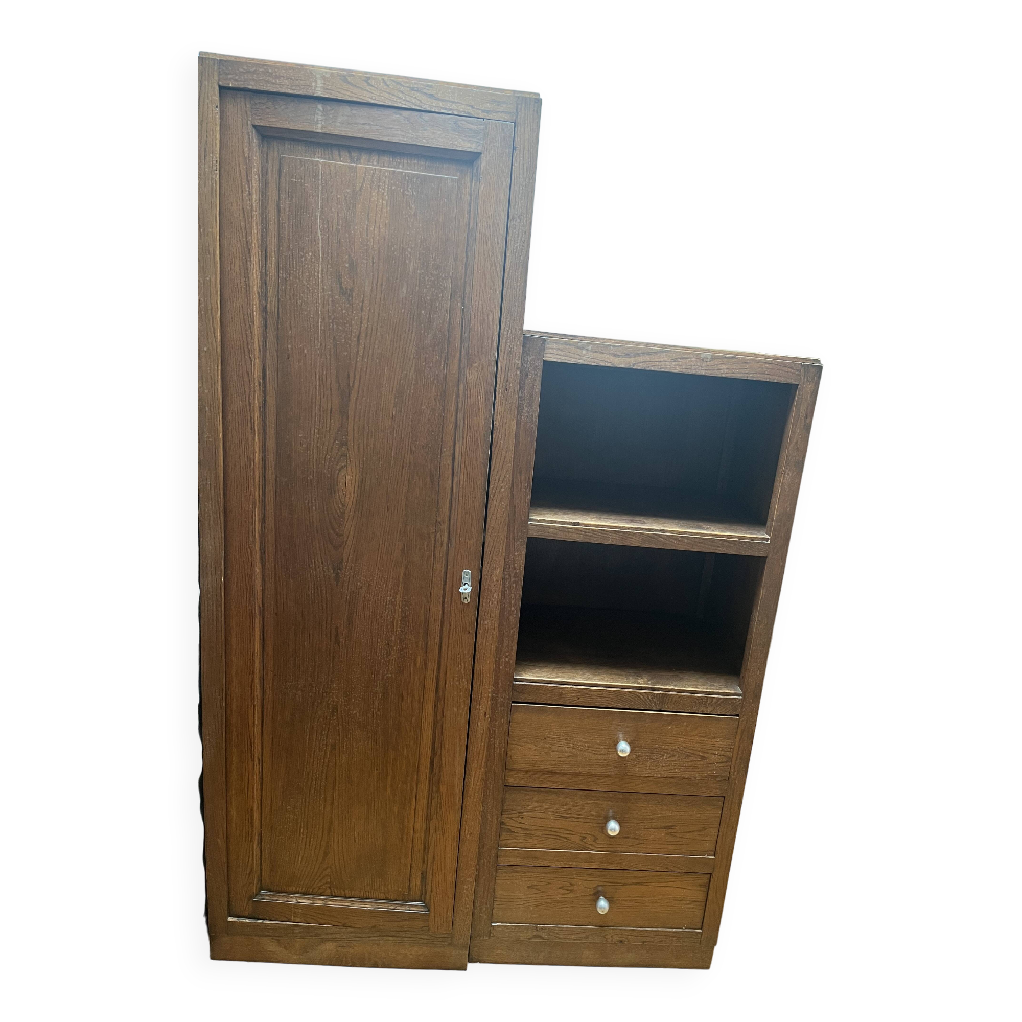 Wooden cabinet with drawers and shelves
