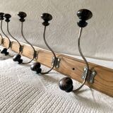 Wooden coat hook with 6 double hooks