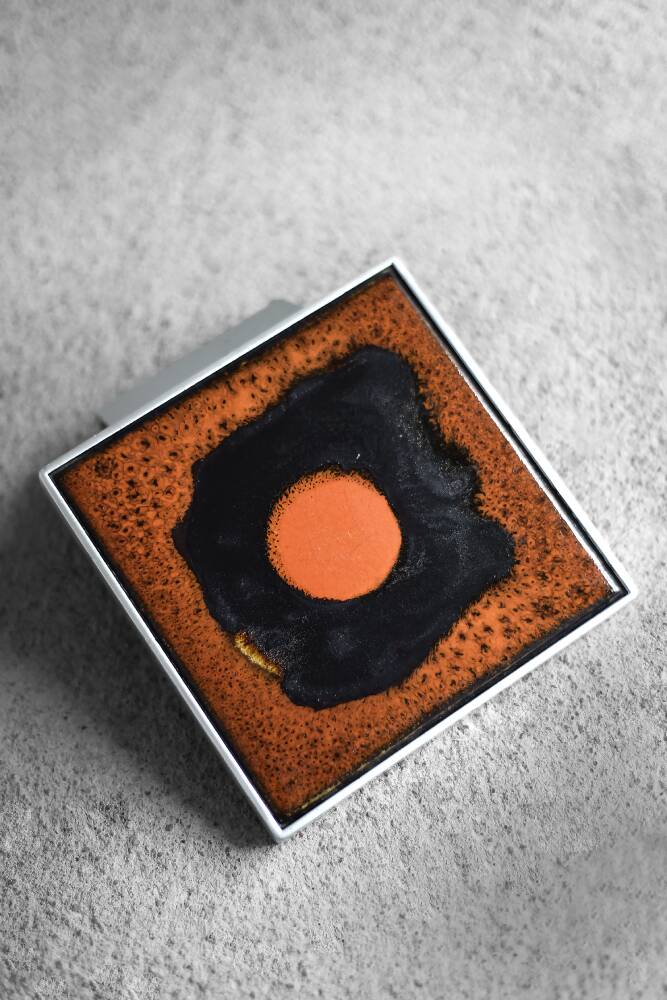 Vintage Brutalist Metal and Ceramic Entrance Door Handle by Juliette Belarti, 1960s, Set of 2