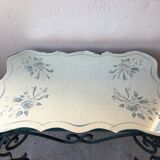 Wrought iron and engraved mirror