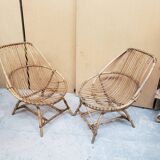 Series of rattan armchairs from the 70s