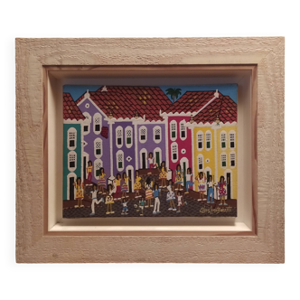 Huile sur toile Art brésilien signée Clovis Lima Barreto
