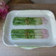 Antique asparagus dish - vintage slurry ceramic