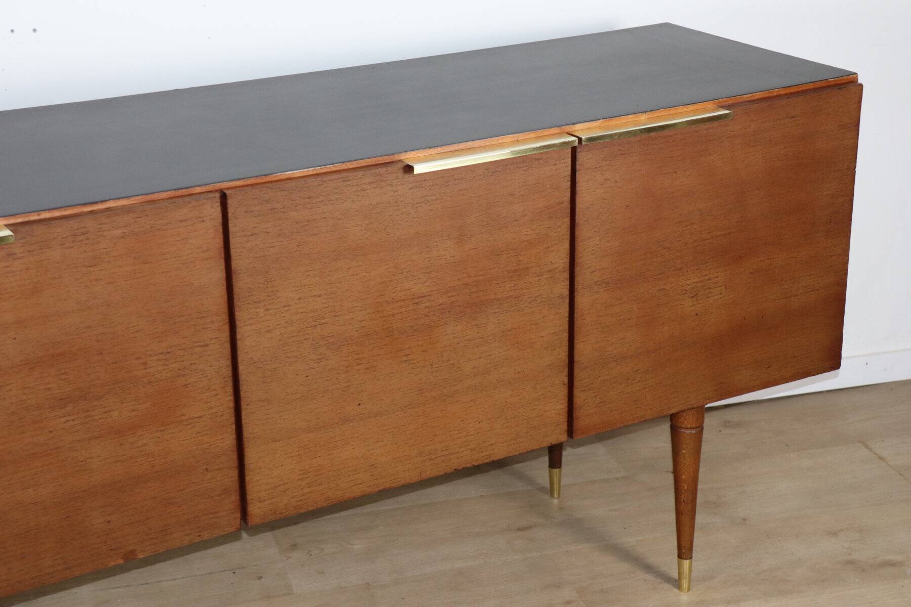 Enfilade vintage en teck et laiton - Années 70