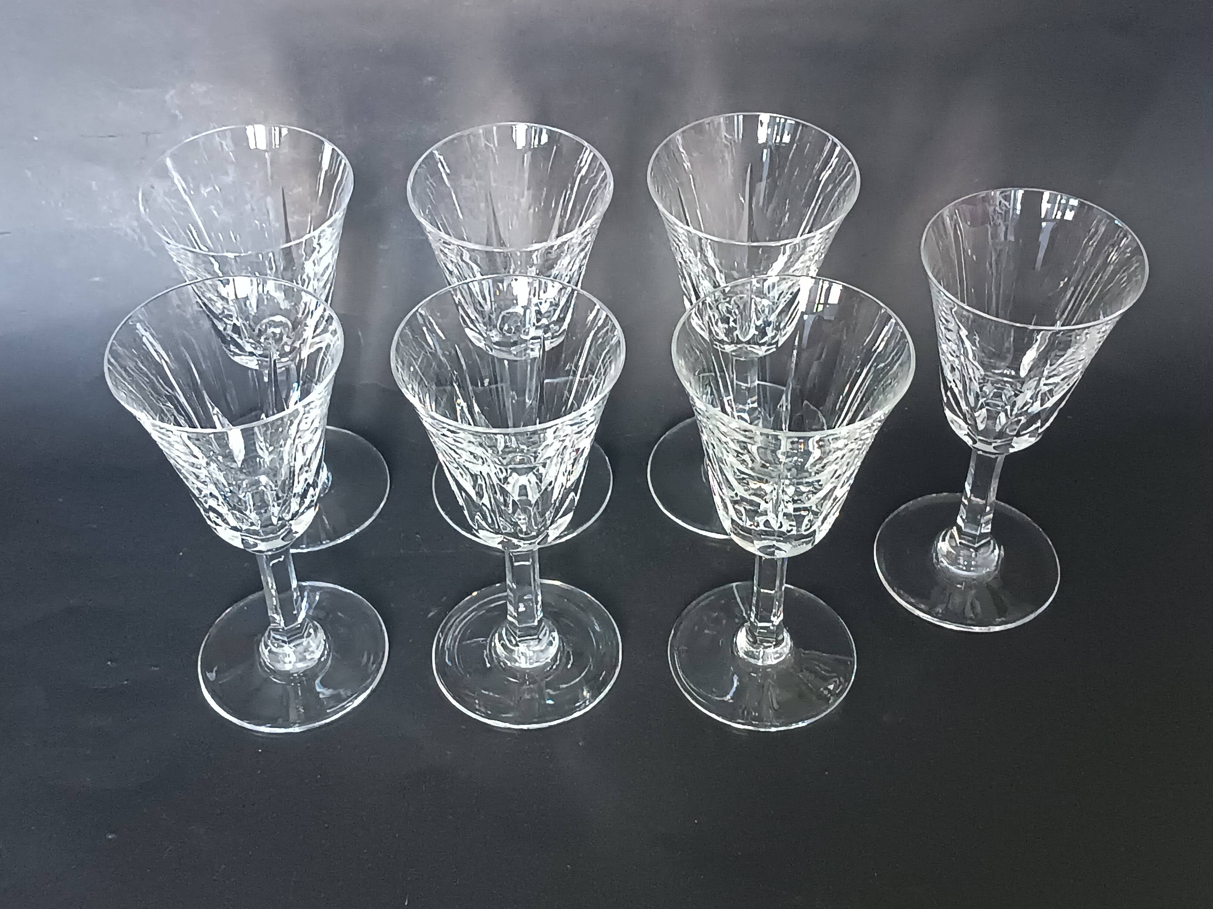 6 crystal stem glasses Cerdagne service Saint Louis vintage