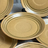 Six assiettes à dessert en grès avec spirale Sarreguemines