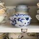Large soup tureen Creil & Montereau in blue ironstone, "Japan" service.