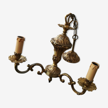 Three-branched brass chandelier